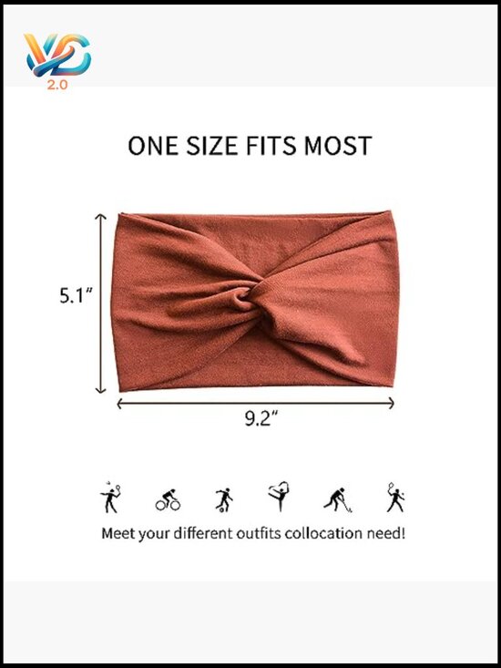 Wide Knotted Turban Headwrap Stretchy Non-Slip Fitness Yoga Hairband 10 Pk main image 6